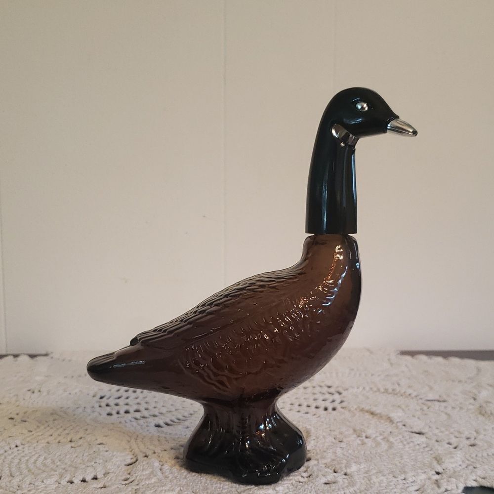 Vintage Avon Canada Goose Glass Decanter - Empty